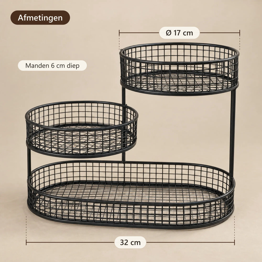 Afmetingen: 32 cm breed, manden Ø 17 cm