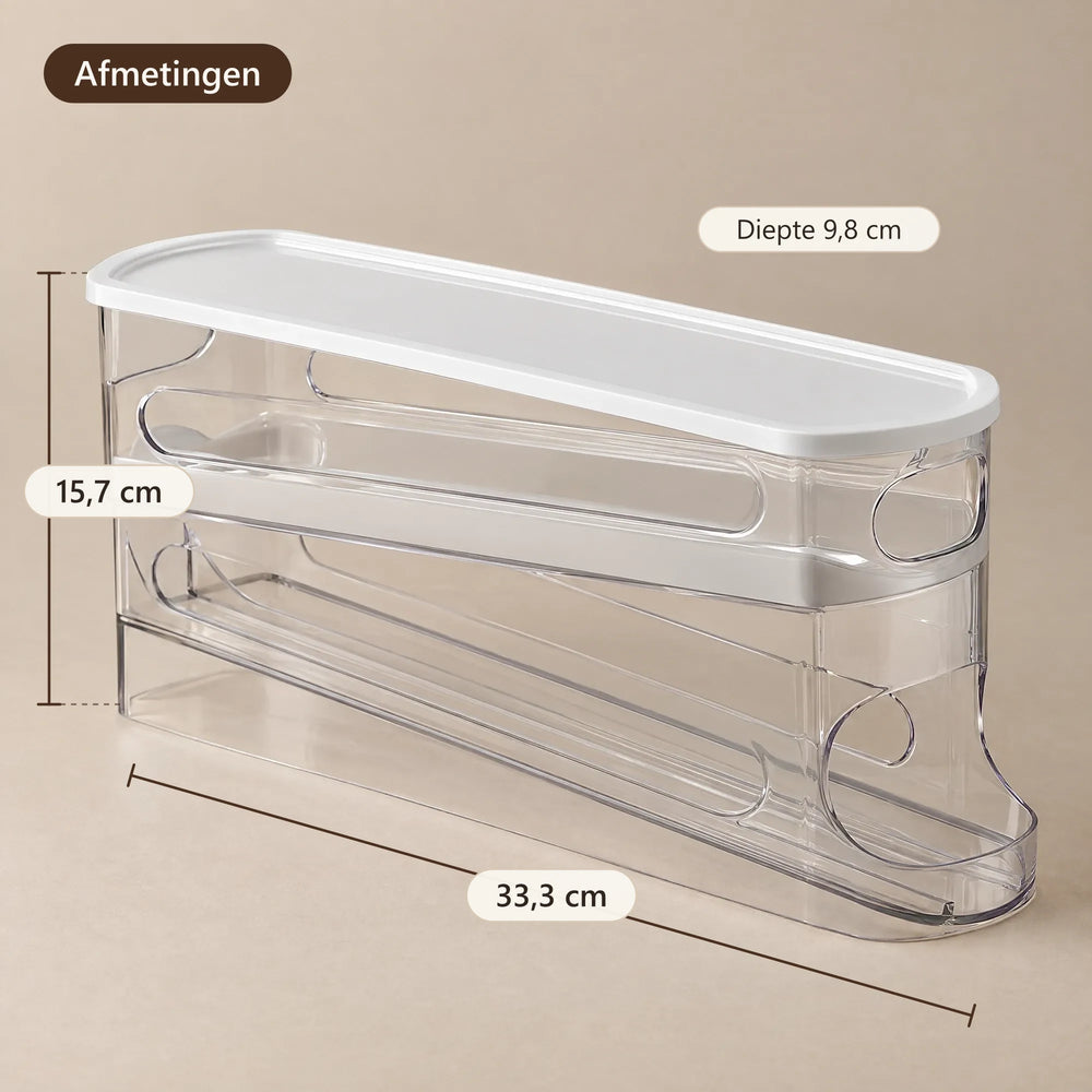 Afmetingen van de eierbox: 33,3 × 9,8 × 15,7 cm