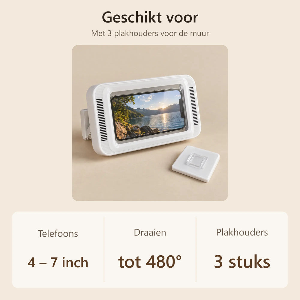 Geschikt voor telefoons van 4 tot 7 inch, draaibaar, met 3 plakhouders