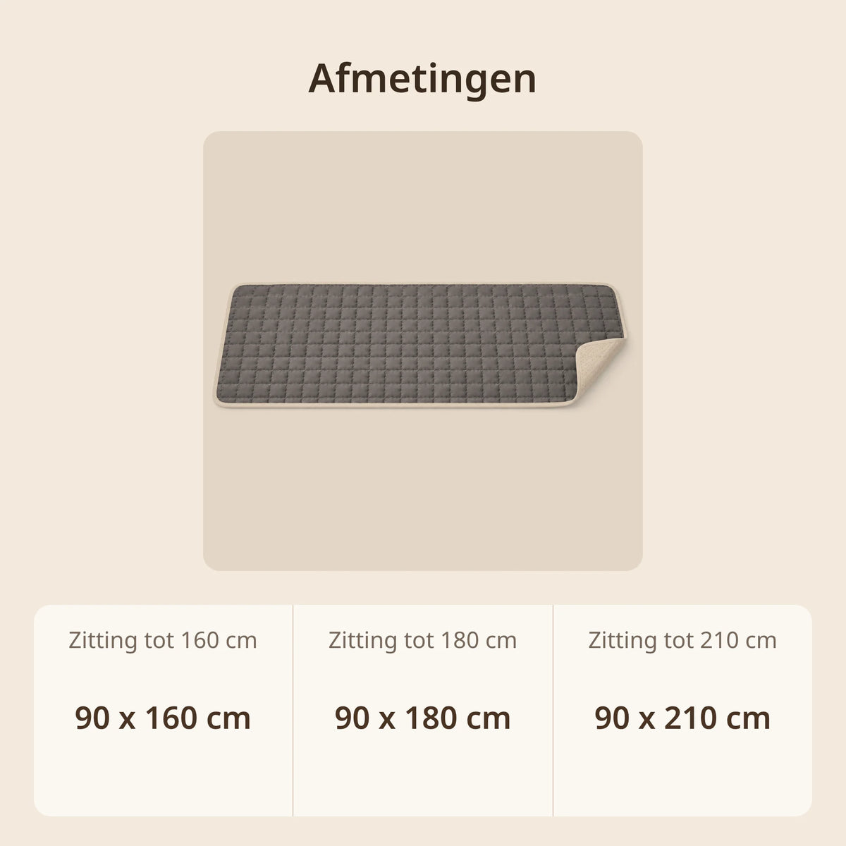 Afmetingen bankbeschermer: 90 x 160 cm, 90 x 180 cm en 90 x 210 cm