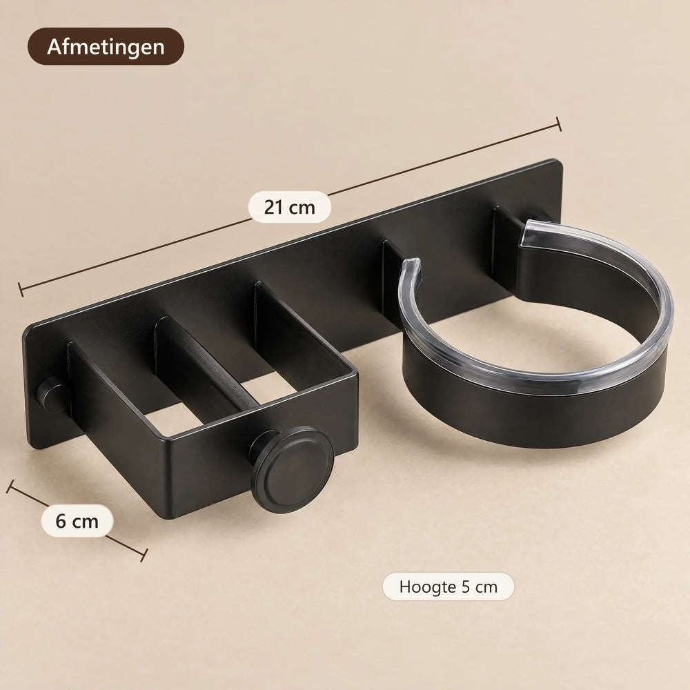 Afmetingen van de föhnhouder: 21 × 6 × 5 cm