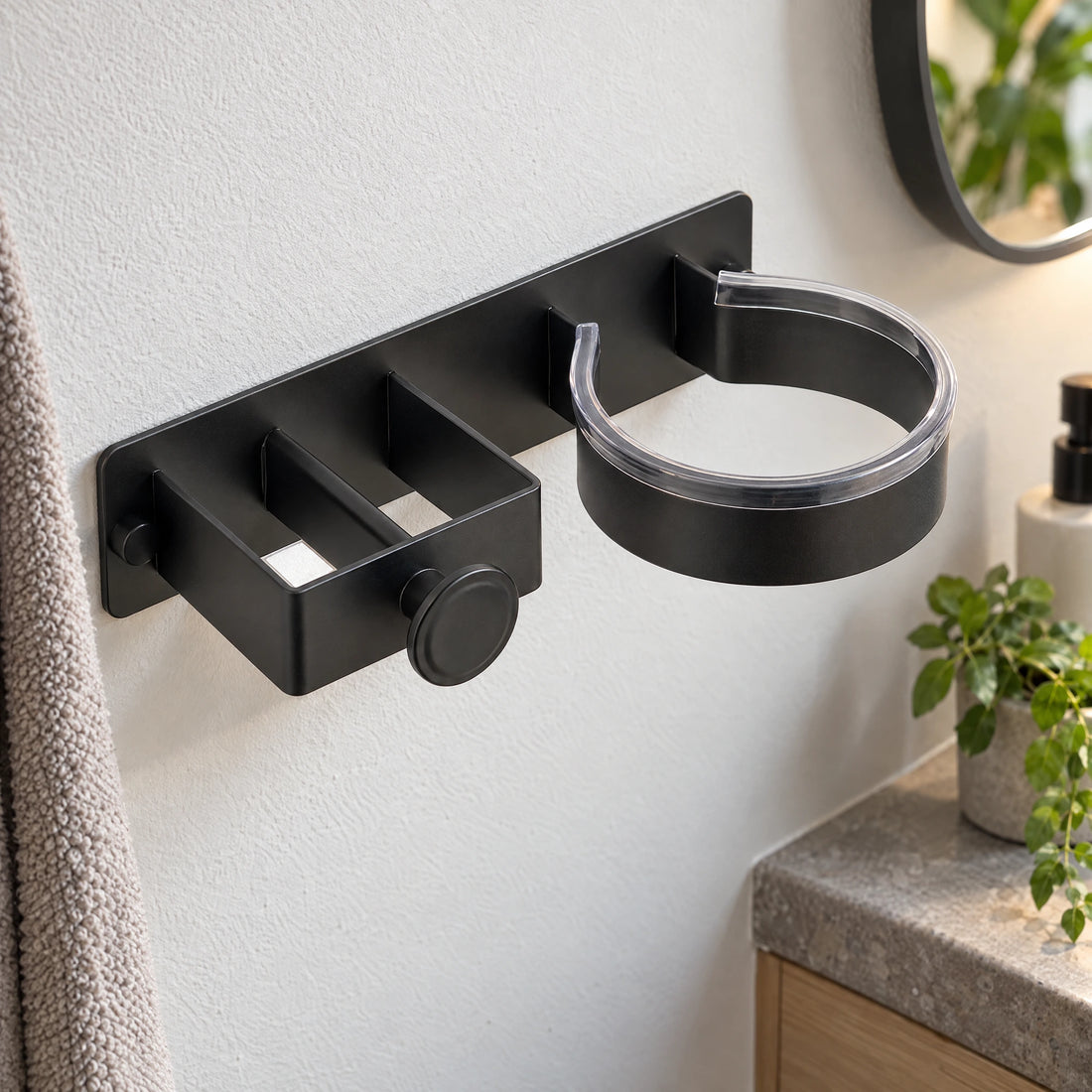Föhnhouder voor de wand zonder boren