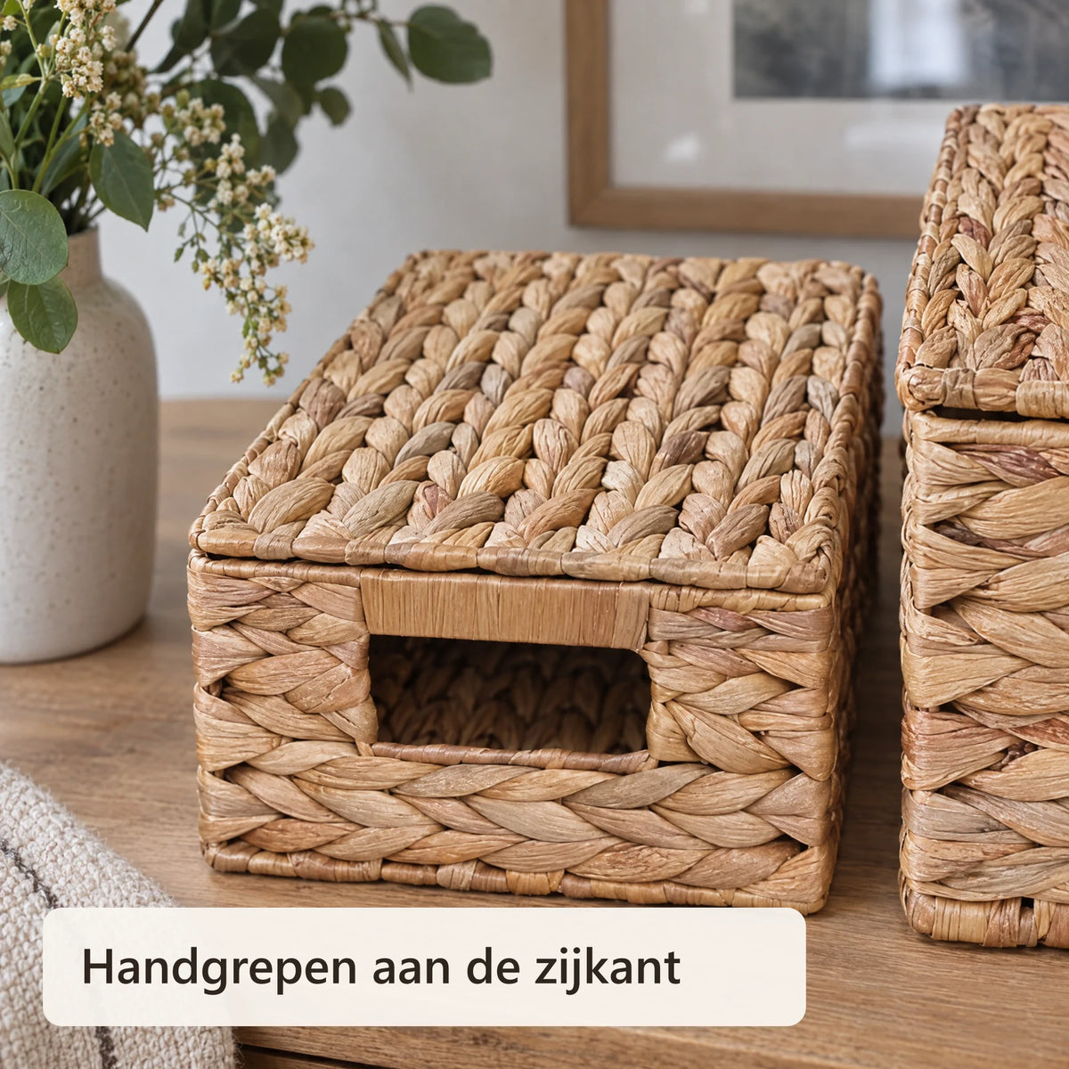 Close-up van het vlechtwerk en de handgreep