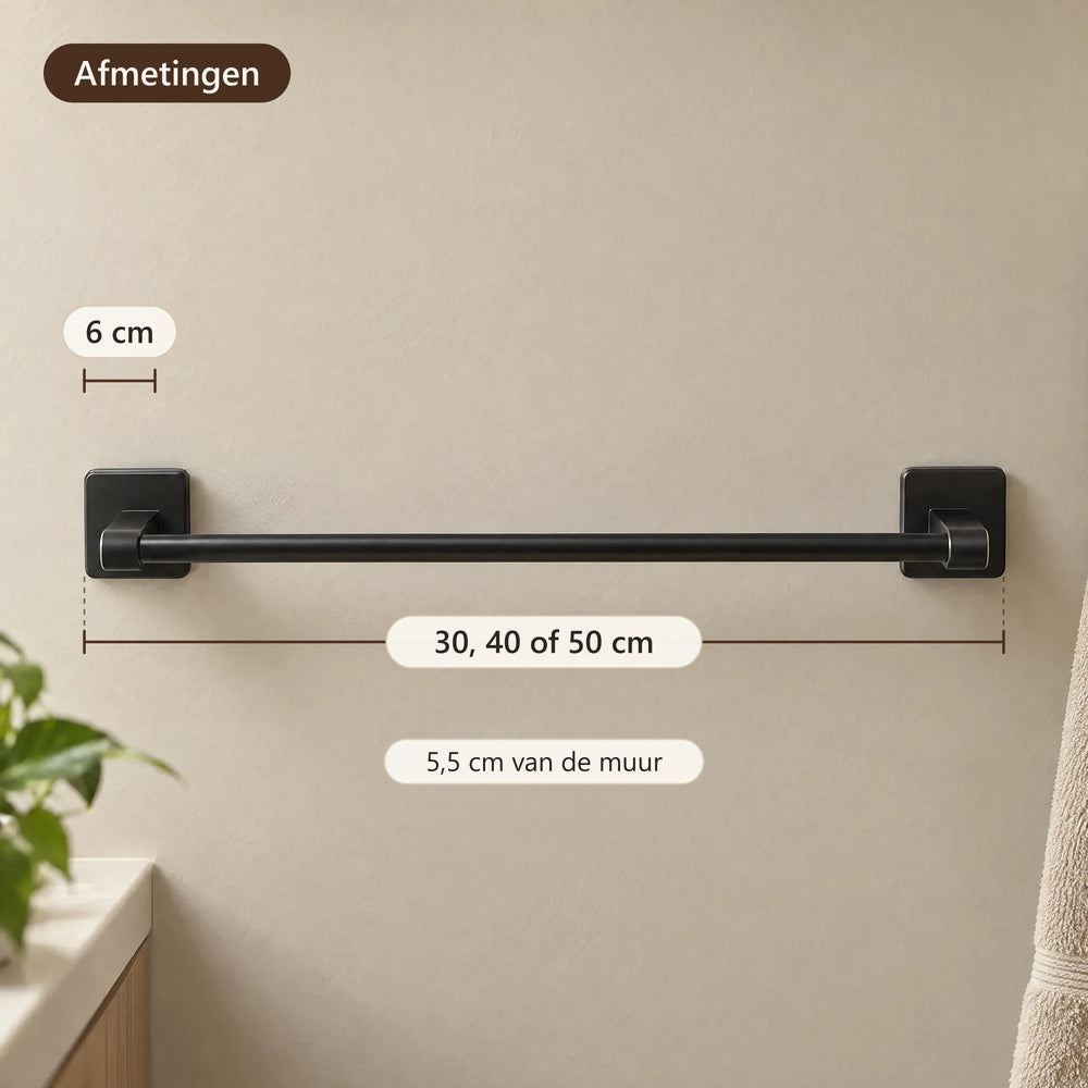 Afmetingen van het handdoekrek: 30, 40 of 50 cm, 5,5 cm van de muur