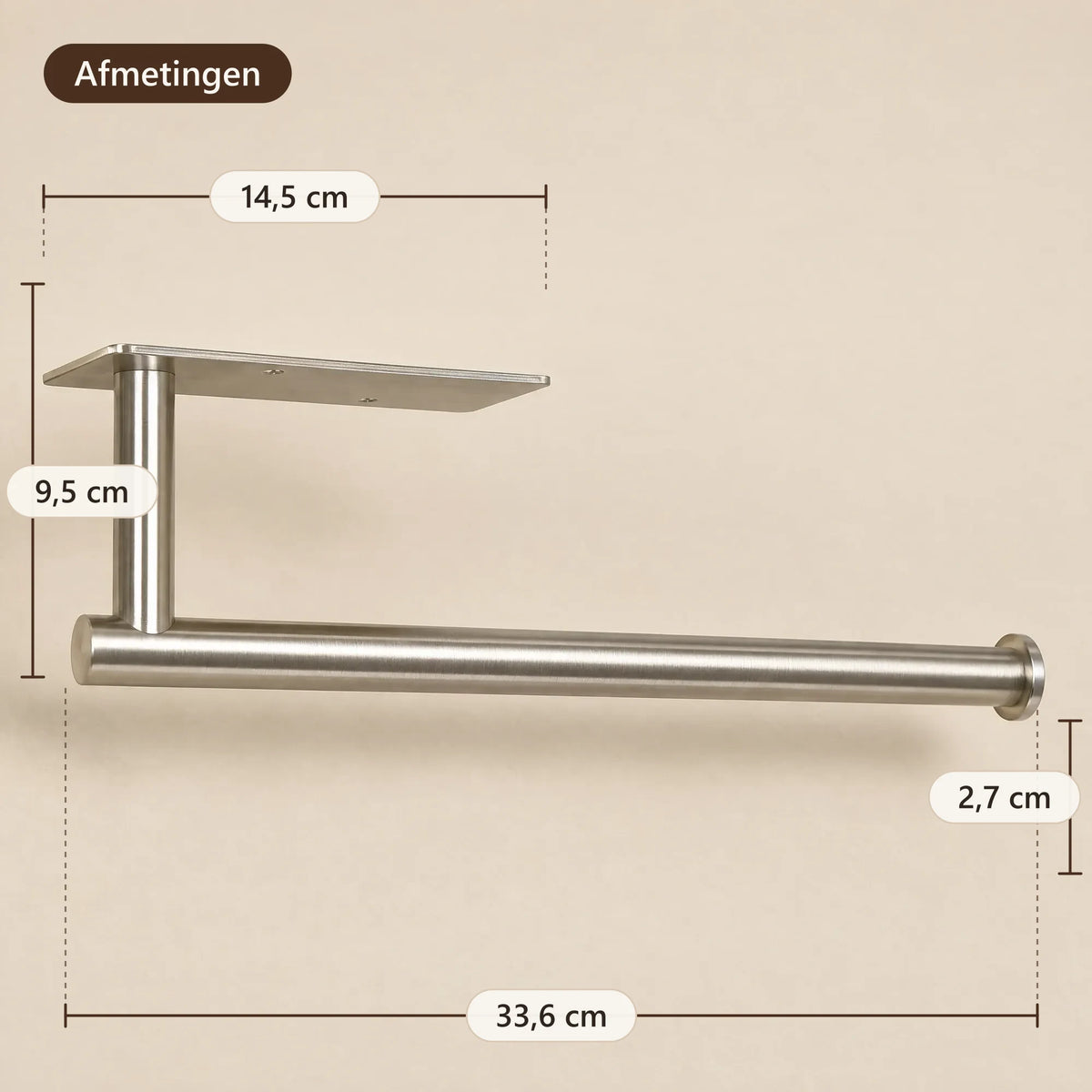 Afmetingen: 33,6 cm lang, 9,5 cm hoog