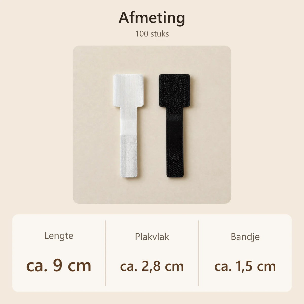Afmeting van een kabelhouder: ca. 9 × 2,8 cm