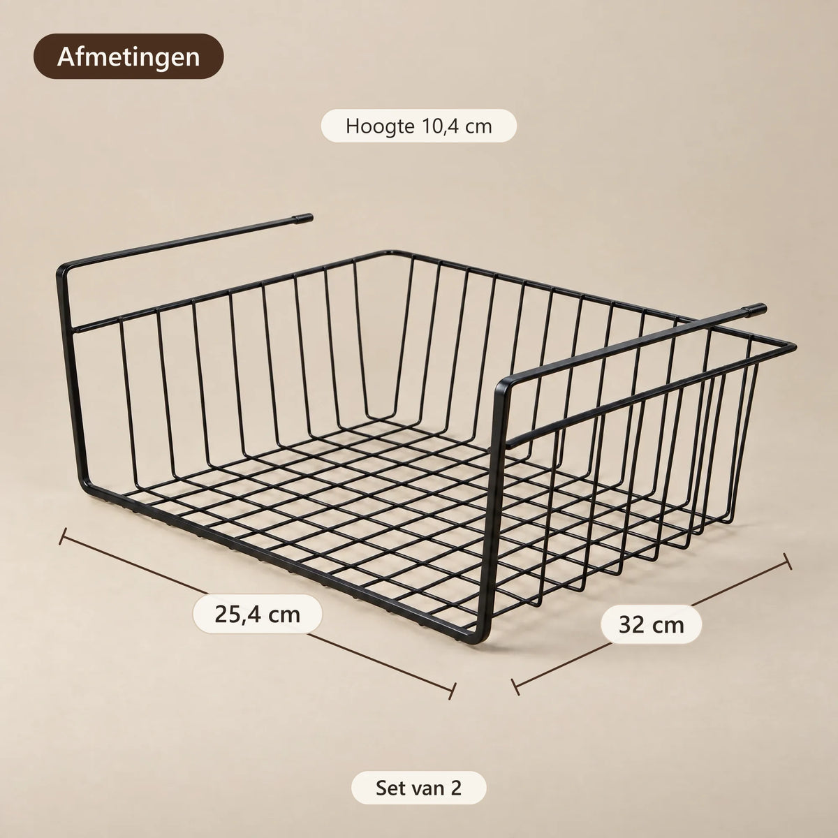 Afmetingen van de hangmand: 32 × 25,4 × 10,4 cm