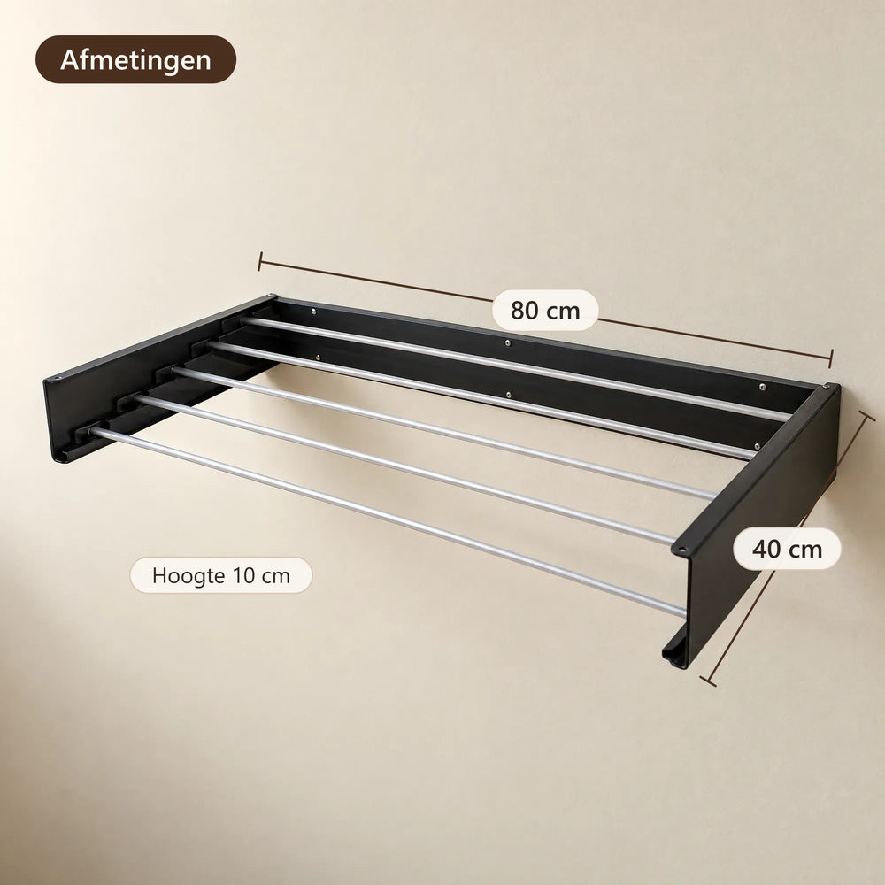Afmetingen van het droogrek: 80 × 40 × 10 cm