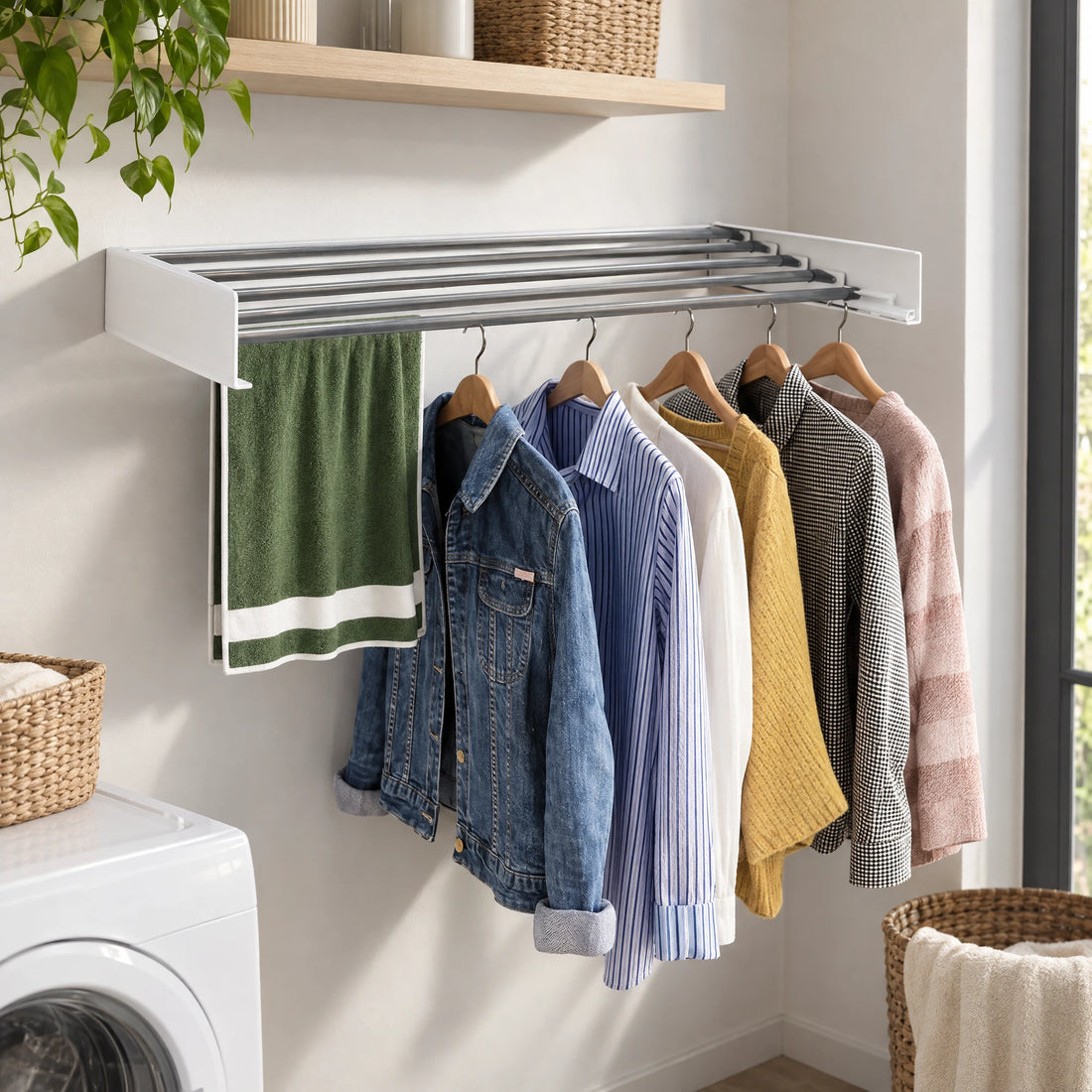 Opklapbaar droogrek voor aan de muur – 80 cm