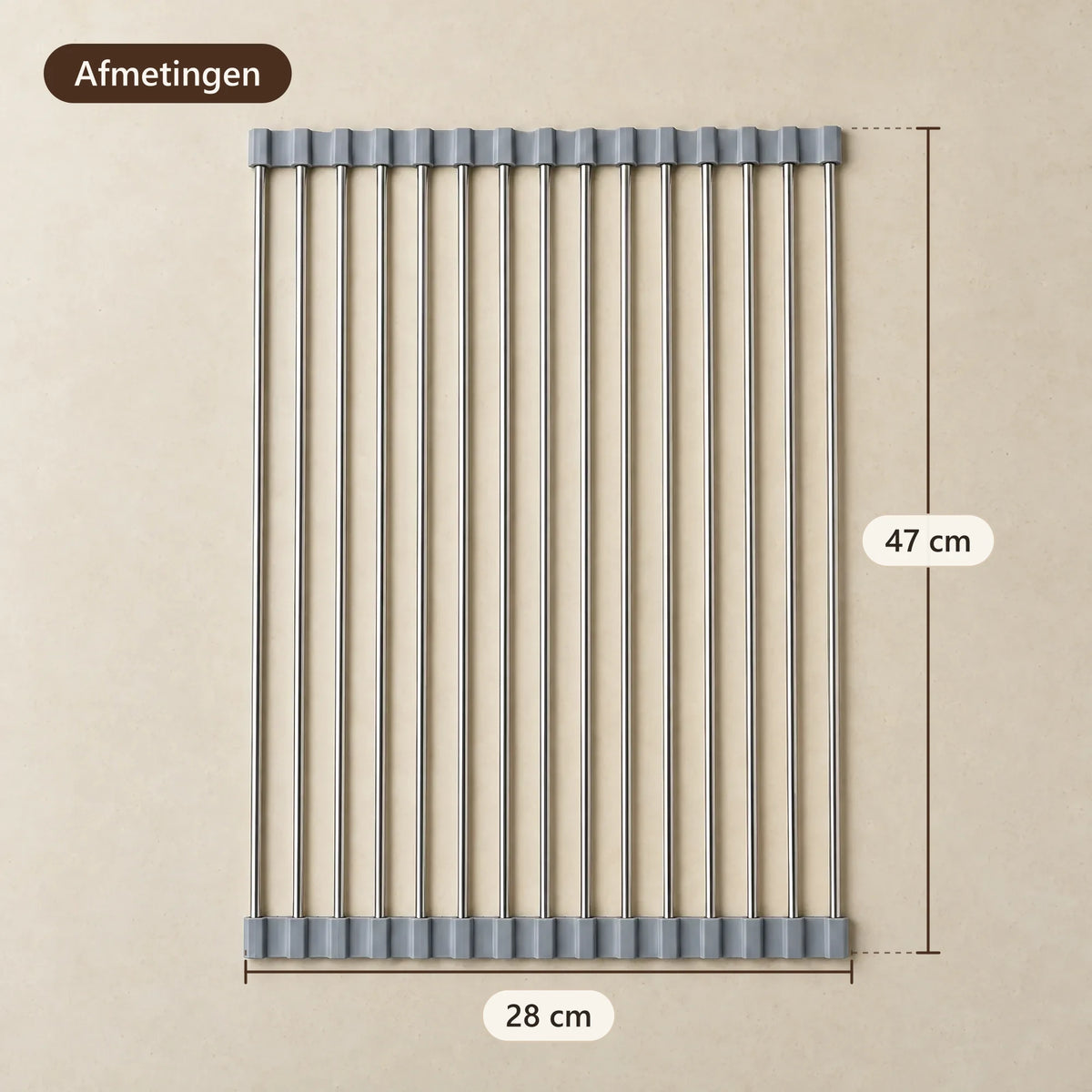 Afmetingen van het afdruiprek: 47 × 28 cm