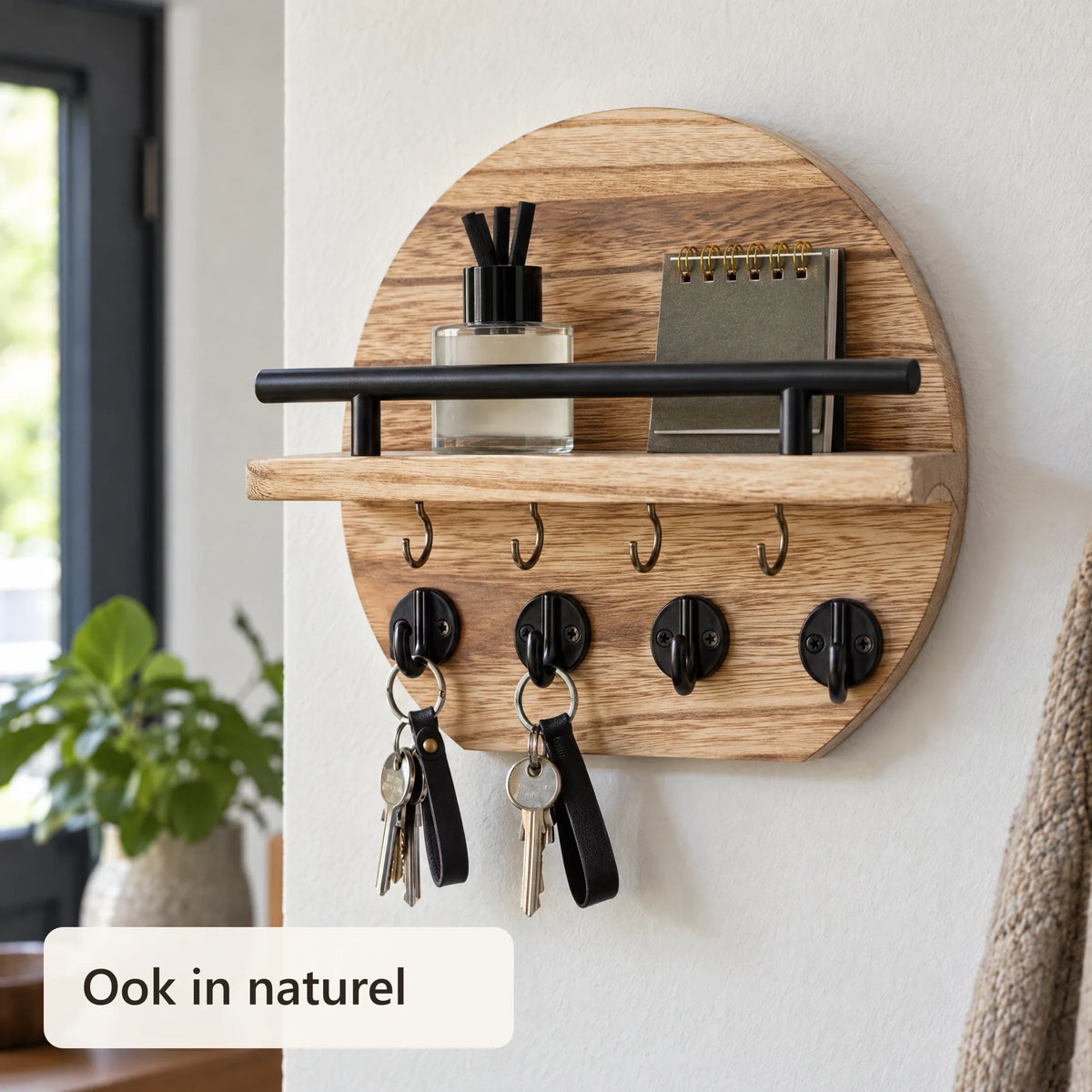 Rond sleutelrek in naturel hout