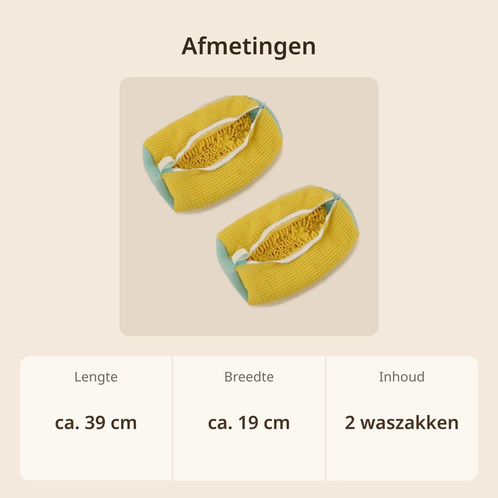 Afmetingen schoenen waszak: ca. 39 cm lang en ca. 19 cm breed, set van 2 waszakken