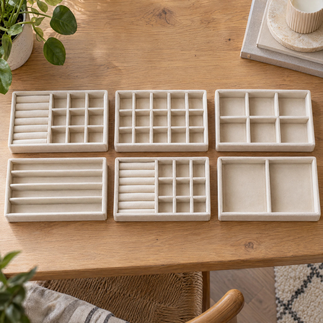 Sieradentrays van fluweel – set van 6
