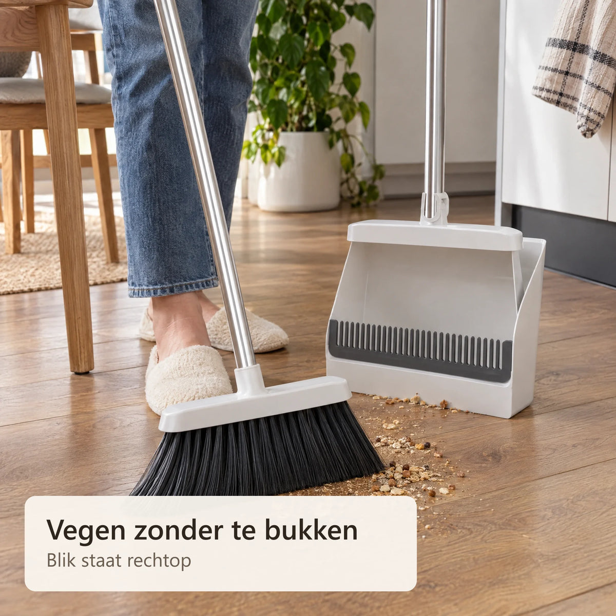 Kruimels worden in het staande blik geveegd