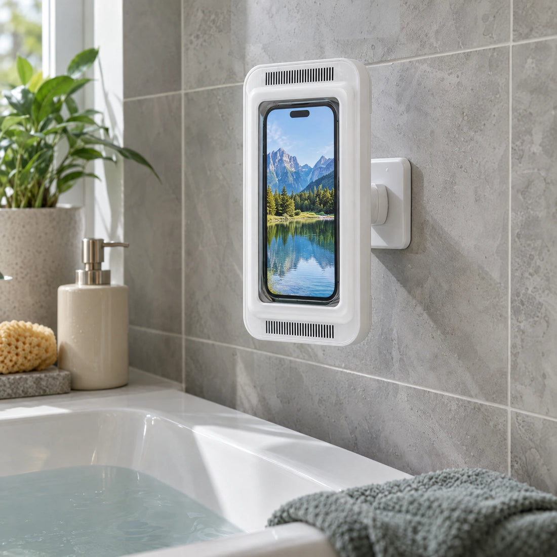Telefoonhouder voor de douche, draaibaar