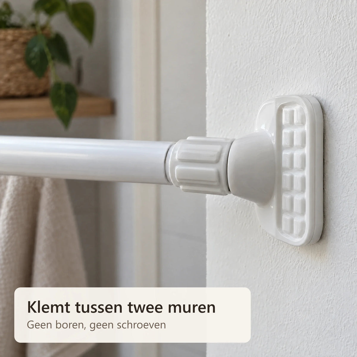 Close-up van het eindstuk met antislip tegen de muur
