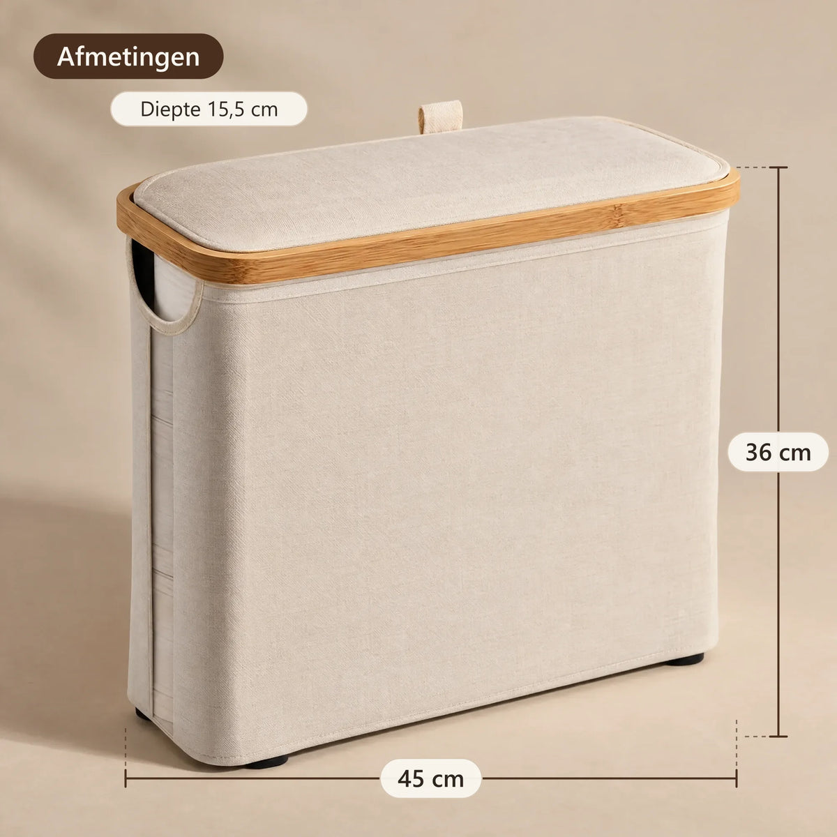 Afmetingen van de opbergbox: 45 × 15,5 × 36 cm