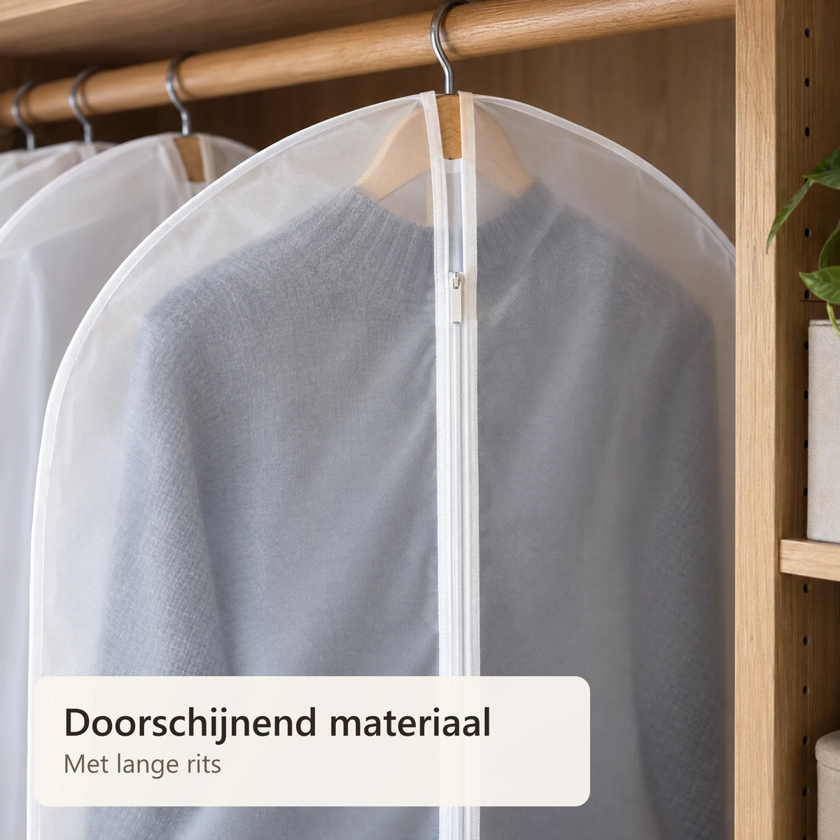 Close-up van de rits en het doorschijnende materiaal