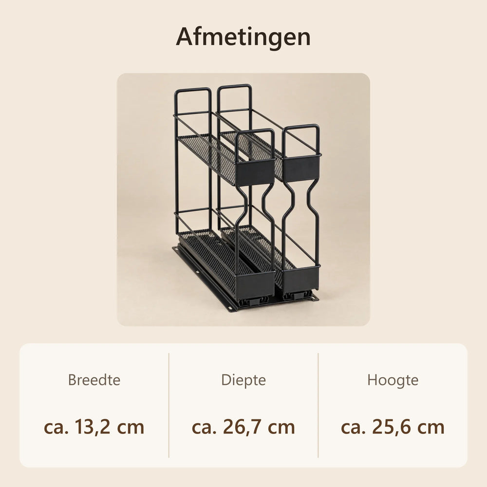 Afmetingen van het kruidenrek: ca. 13,2 × 26,7 × 25,6 cm