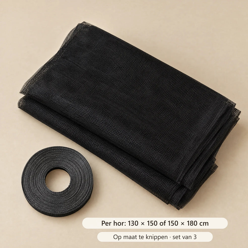 Maten per hor: 130 × 150 cm of 150 × 180 cm, op maat te knippen