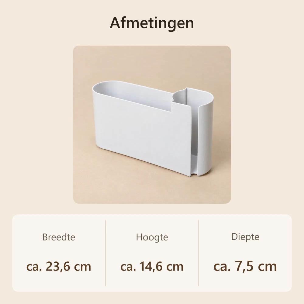 Afmetingen van de vuilniszakhouder: ca. 23,6 × 14,6 × 7,5 cm