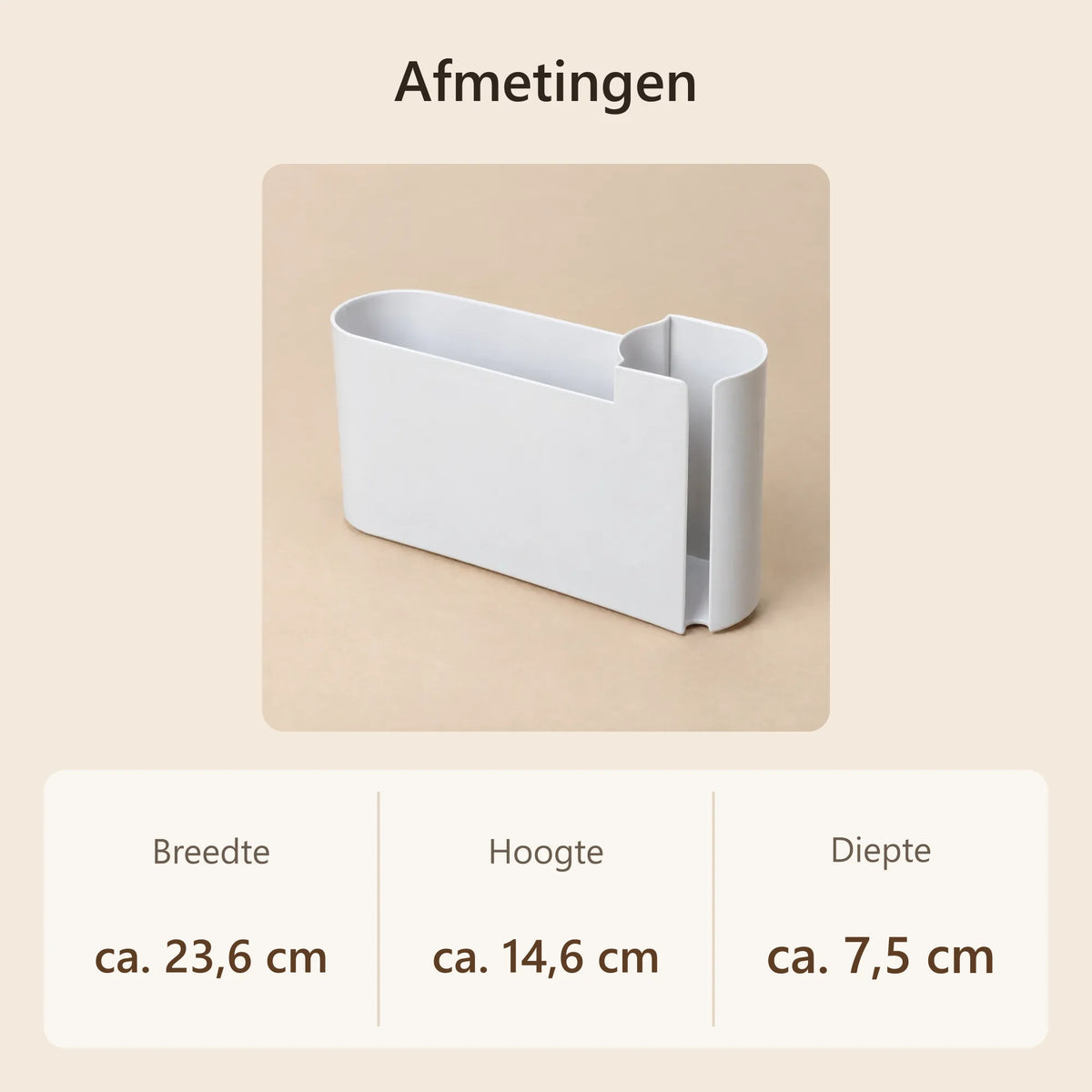Afmetingen van de vuilniszakhouder: ca. 23,6 × 14,6 × 7,5 cm